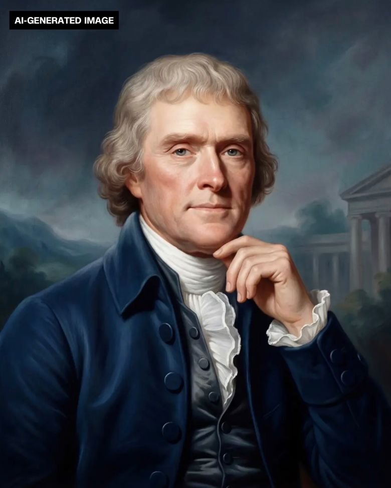 Trump's Freedom 250 gives the founders an AI glow 17 The AI-generated image of Thomas Jefferson changed his eye color from brown to blue.