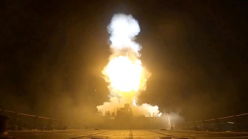 Key Republicans are skeptical as the Trump administration fights for more defense funding 8 In this screenshot from a charity video released July 11, a projectile is fired during a round of attacks against Iran, U.S. Central Command said.