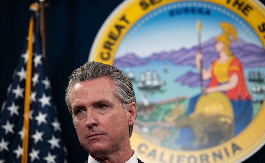 California is strapped for cash. Should the state increase benefits for police and firefighters? 5 Gov. Gavin Newsom addresses the media during a news conference to unveil his revised 2026-27 budget proposal at the Capitol Annex Swing Space on May 14, 2026 in Sacramento.