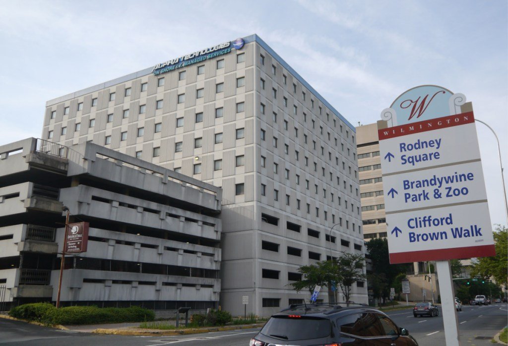 The Alpha Technologies building in downtown Wilmington, Delaware, seen from Walnut Street in July 2024.