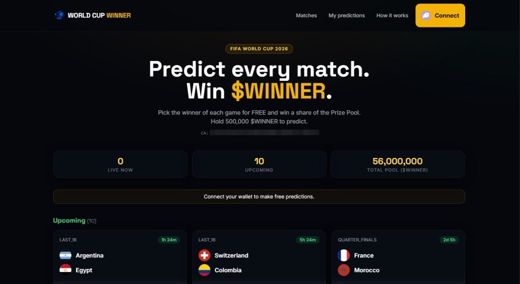 A World Cup themed crypto prediction site