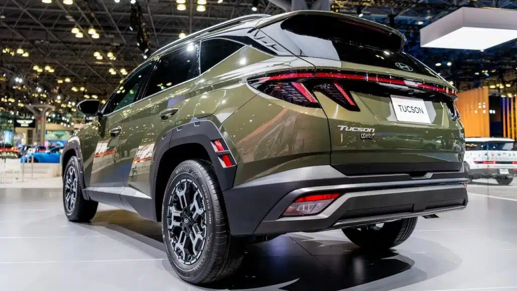 2025 Hyundai Tucson olive green car at the New York International Auto Show