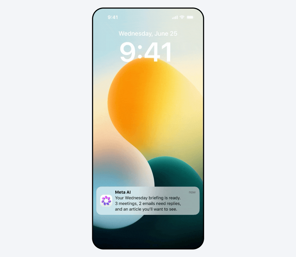 Meta AI UI for daily briefing