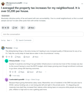 Screenshot of Reddit post from the Go to MontgomeryCountyMDr/MontgomeryCountyMD thread.