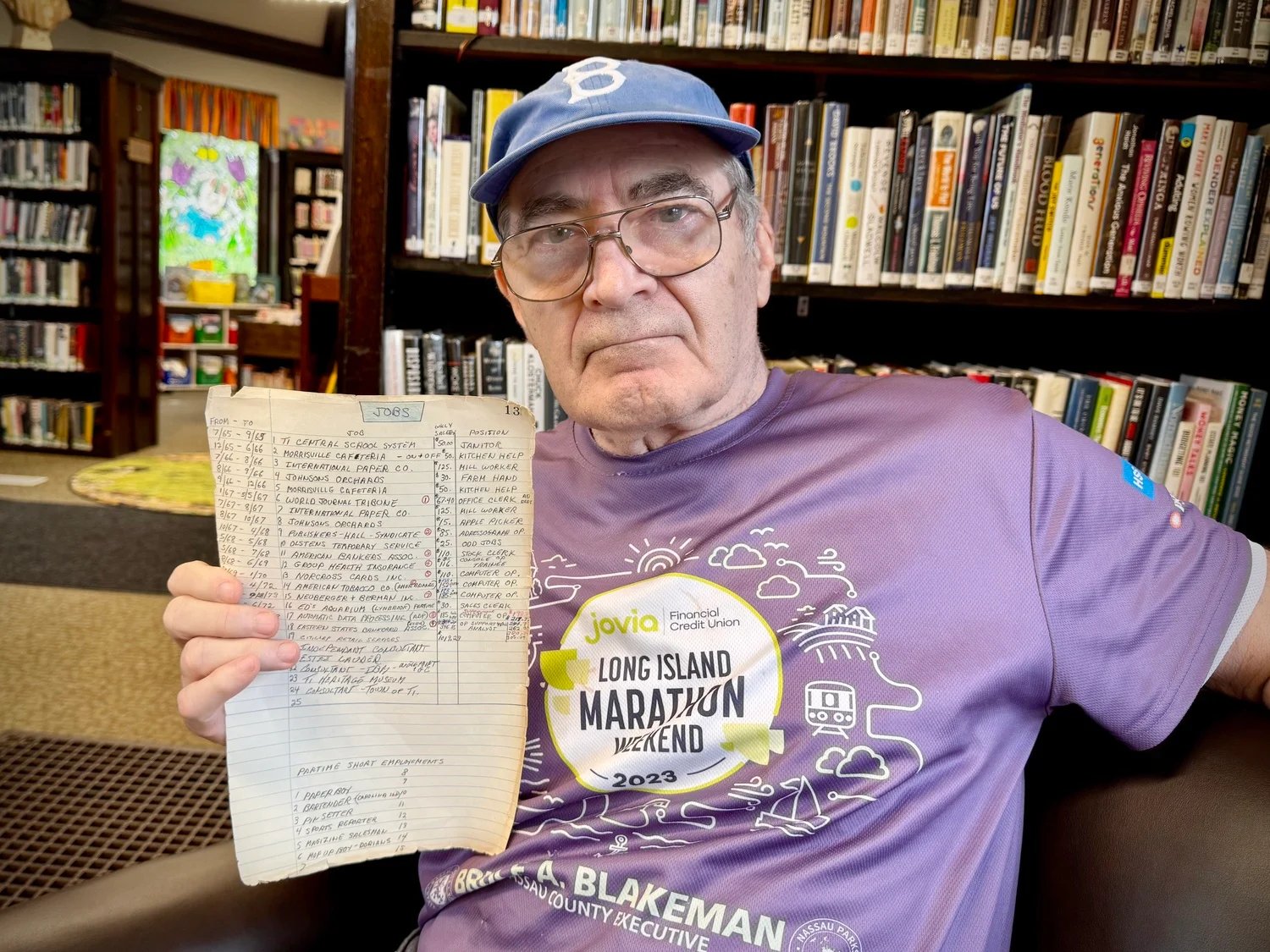 Fred Provoncha keeps a list of all the jobs he has had. Photo: Ana Williams-Bergen