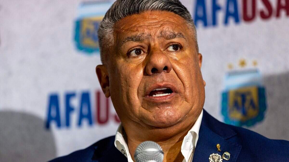 Claudio Tapia, President of the Argentine Football Association, speaks during the unveiling of the new AFA offices in Wynwood, December 7, 2023.